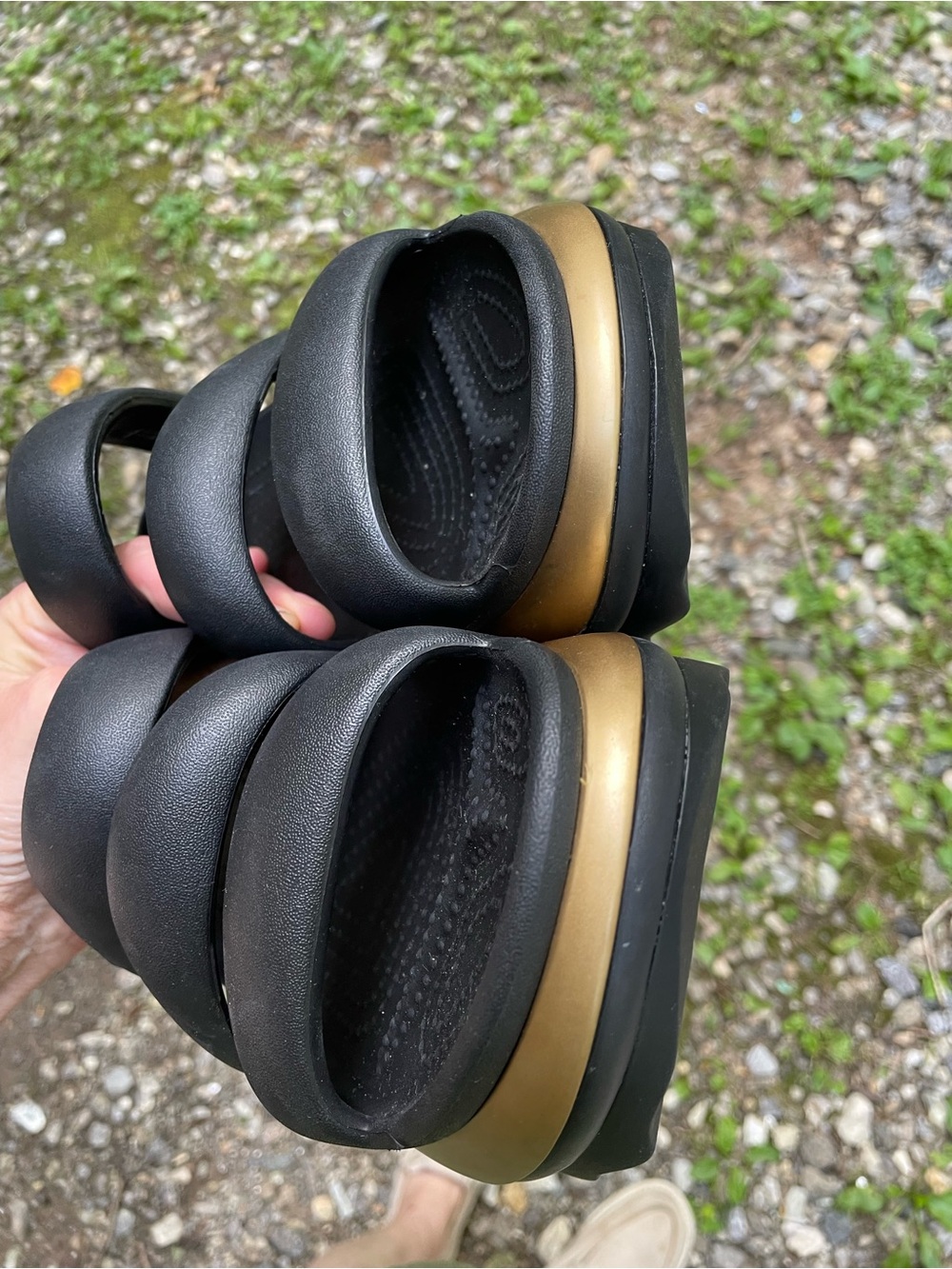 Crocs Mega Crush Black / Gold Platform Sandals Size 9 Woman’s - Picture 7 of 15